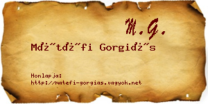 Mátéfi Gorgiás névjegykártya